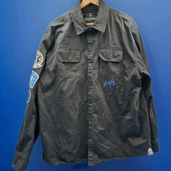 Rich Yung Other - Rich Yung Society Black Button Up Shirt Jacket‎ Patches Wings Streetwear 3XL